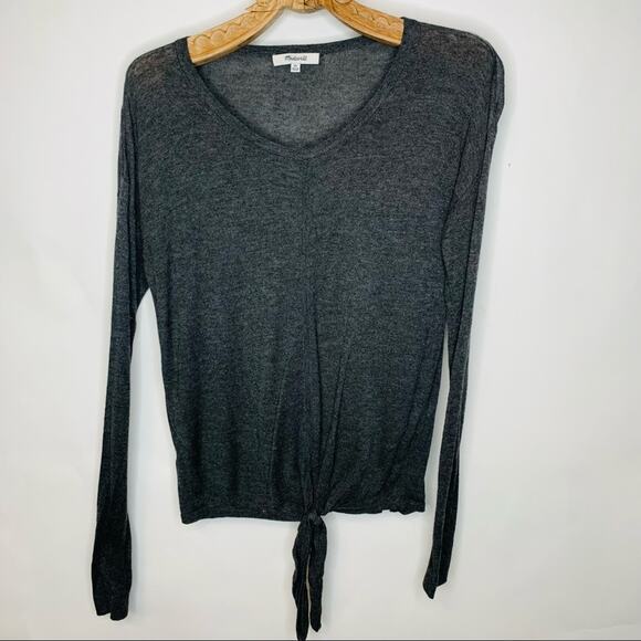 Madewell Grey Tie Front Sweater Sz XS - Picture 1 of 4